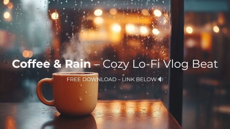 Cozy lo-fi coffee shop scene with rain on the window, background music no copyright